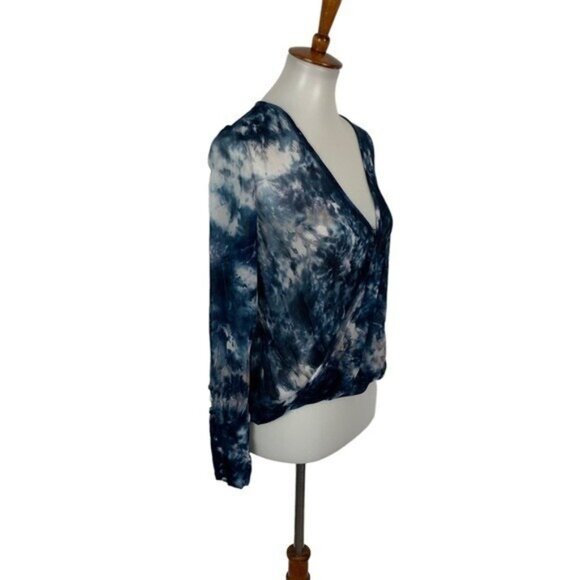 Young Fabulous And Broke Tie Dye Wrap Blouse Long Sleeve Boho XS Blue NWT - Picture 3 of 8